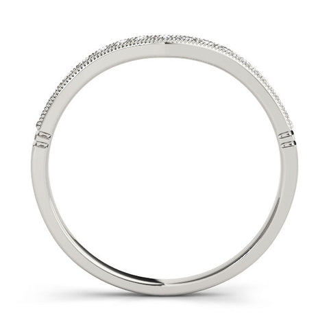 White gold Round Diamond Milgrain Contour Wedding Band with Pavé Setting 2