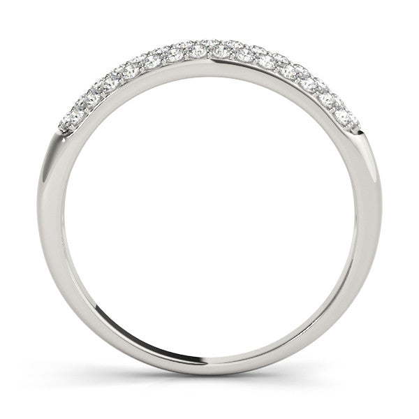 White gold Three-Row Pave Round Diamond Eternity Band with Shared Prong Setting 2