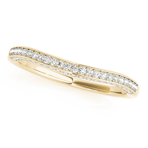 Yellow gold Pavé Round Diamond Curved Band 1