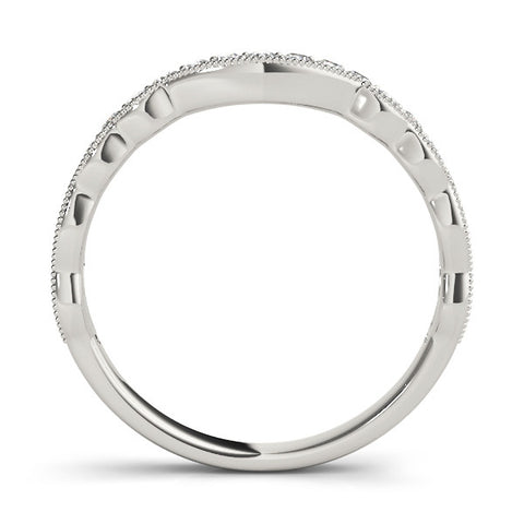 White gold Scalloped Diamond Round Cut Eternity Band with Pavé Setting 2