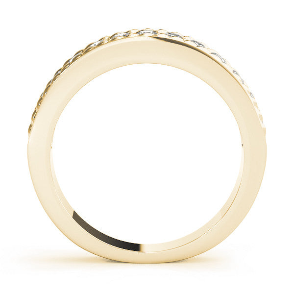 Yellow gold Channel Set Round Diamond Milgrain Edge Band 2