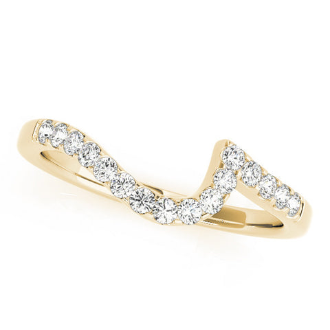 Yellow gold Round Diamond V-Shaped Pavé Curved Band 1