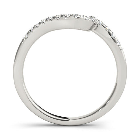 White gold Round Diamond V-Shaped Pavé Curved Band 2