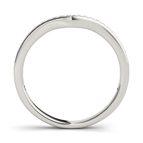 White gold Diamond Pavé Round Stone Contour Band 2