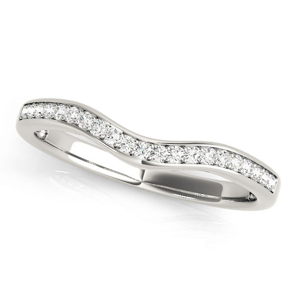 White gold Diamond Pavé Round Stone Contour Band 1