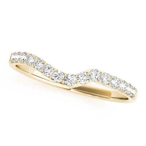 Yellow gold Pavé Round Diamond Curved Band with Prong Setting 1