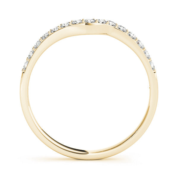 Yellow gold Pavé Round Diamond Curved Band with Prong Setting 2