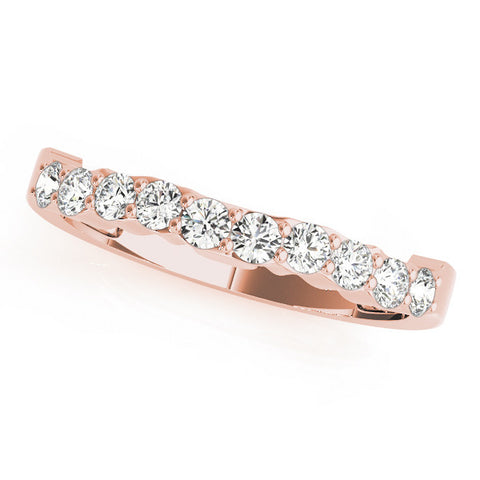 Rose gold Round Diamond Half-Eternity Band with U-Prong Setting 1
