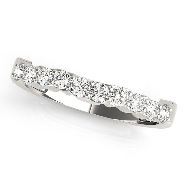 White gold Round Diamond Half-Eternity Band with U-Prong Setting 1