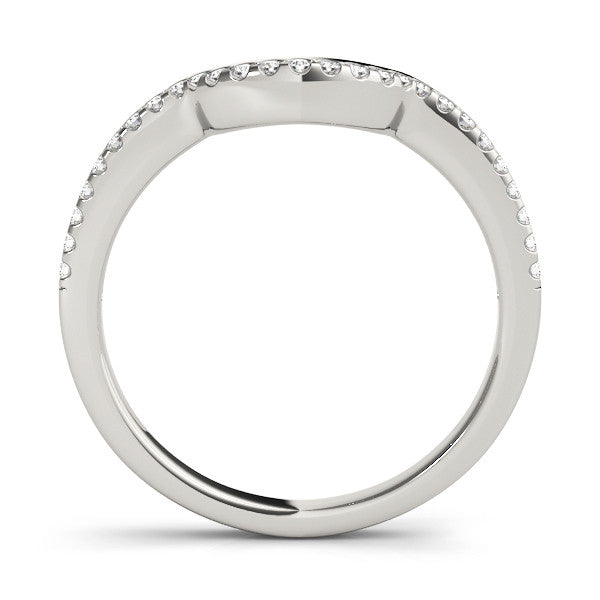 White gold Pavé Round Diamond Contour Band with Shared Prong Setting 2