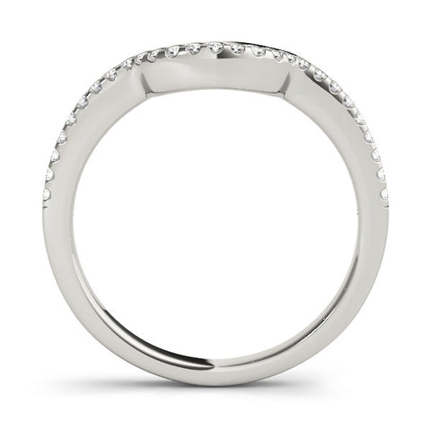 White gold Pavé Round Diamond Contour Band with Shared Prong Setting 2
