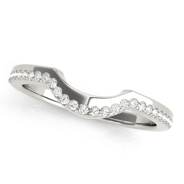 White gold Pavé Round Diamond Contour Band with Shared Prong Setting 1