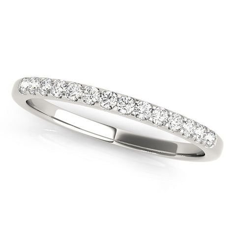 White gold Round Diamond Half Eternity Pave Band with Shared Prong Setting 1