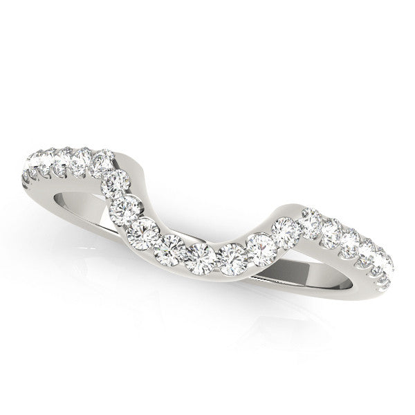 White gold Round Diamond Pavé Curved Eternity Band 1