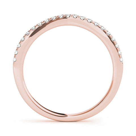 Rose gold Round Diamond Pavé Set Curved Band with Shared Prong Setting 2