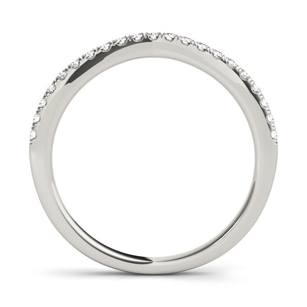 White gold Round Diamond Pavé Set Curved Band with Shared Prong Setting 2