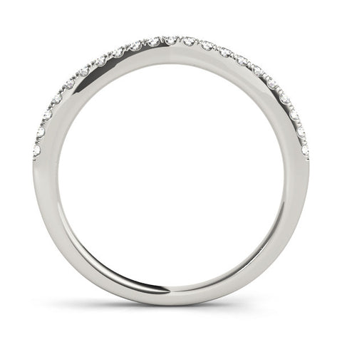 White gold Round Diamond Pavé Set Curved Band with Shared Prong Setting 2