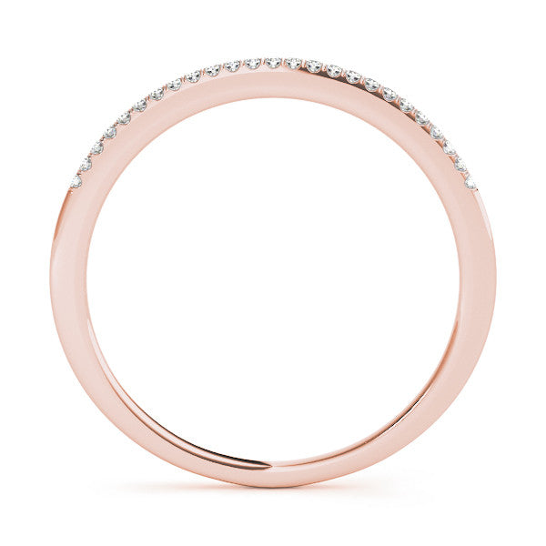 Rose gold Round Diamond Pavé Set Slim Band with Shared Prong Setting 2