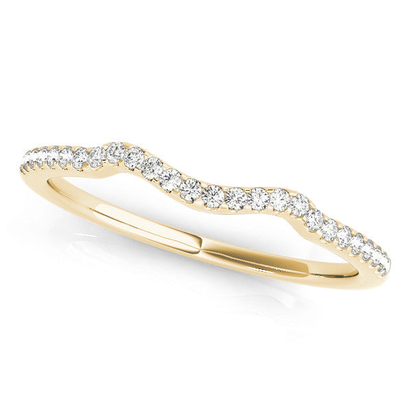 Yellow gold Pavé Round Diamond Curved Band with Micro Prong Setting 1