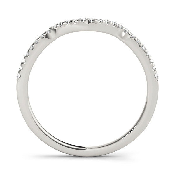 White gold Pavé Round Diamond Curved Band with Micro Prong Setting 2