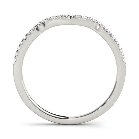 White gold Pavé Round Diamond Curved Band with Micro Prong Setting 2