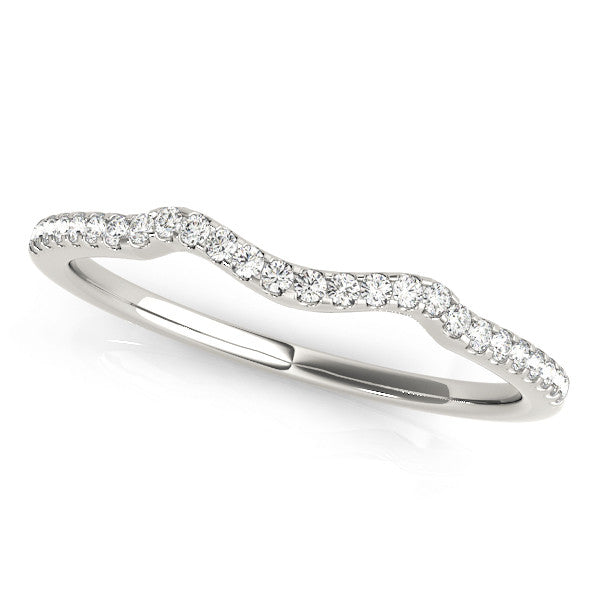 White gold Pavé Round Diamond Curved Band with Micro Prong Setting 1