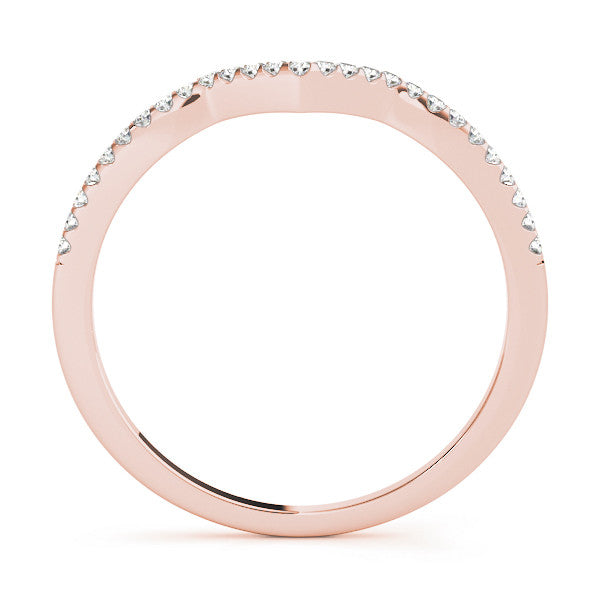 Rose gold V-Shaped Pavé Round Diamond Chevron Band with Shared Prong Setting 2
