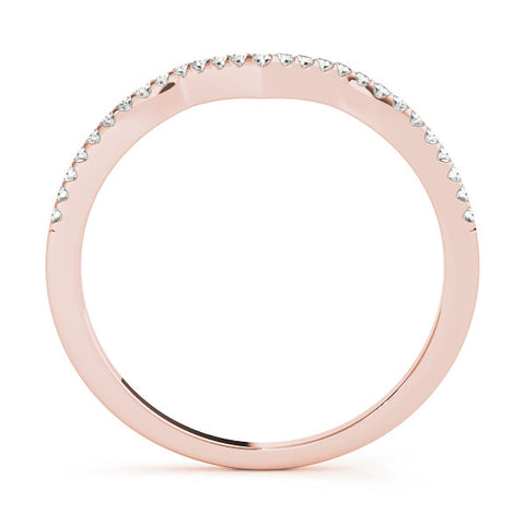 Rose gold V-Shaped Pavé Round Diamond Chevron Band with Shared Prong Setting 2