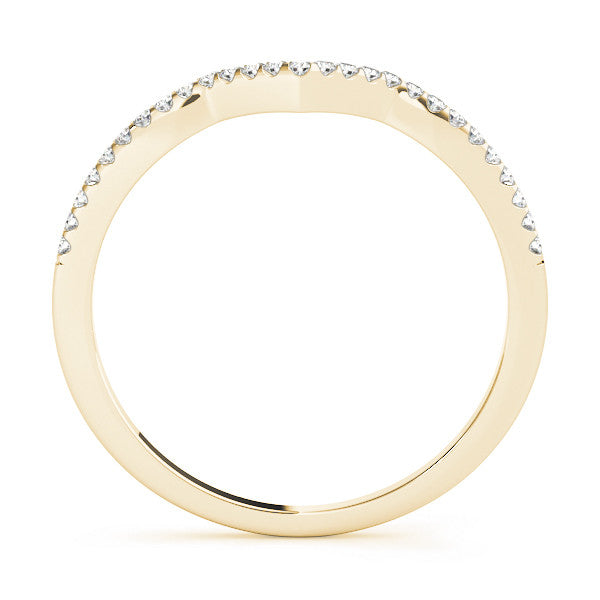 Yellow gold V-Shaped Pavé Round Diamond Chevron Band with Shared Prong Setting 2