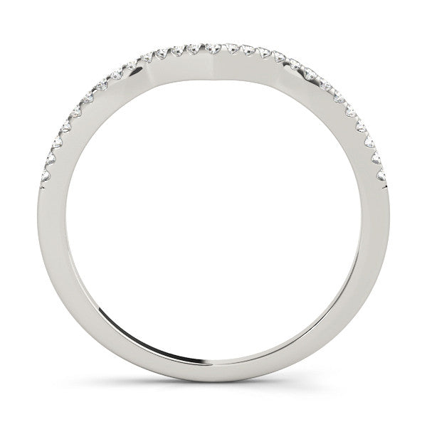 White gold V-Shaped Pavé Round Diamond Chevron Band with Shared Prong Setting 2