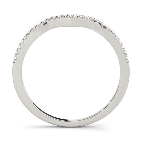 White gold V-Shaped Pavé Round Diamond Chevron Band with Shared Prong Setting 2
