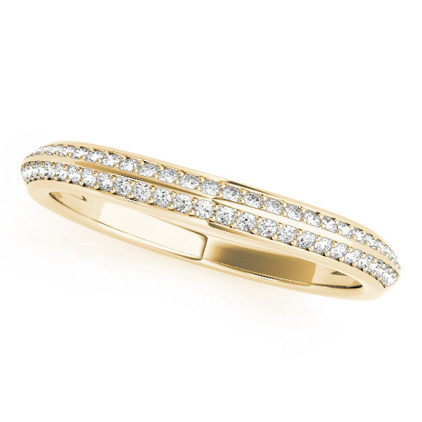 Yellow gold Double Row Round Diamond Pavé Eternity Band 1