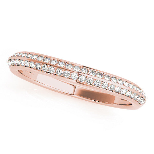 Rose gold Double Row Round Diamond Pavé Eternity Band 1