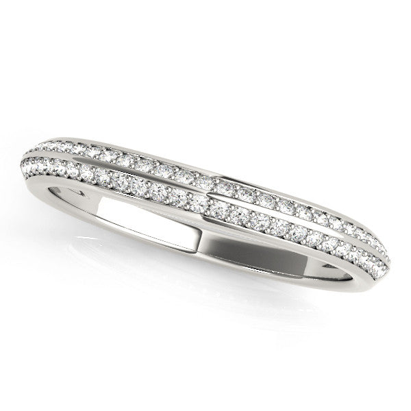 White gold Double Row Round Diamond Pavé Eternity Band 1