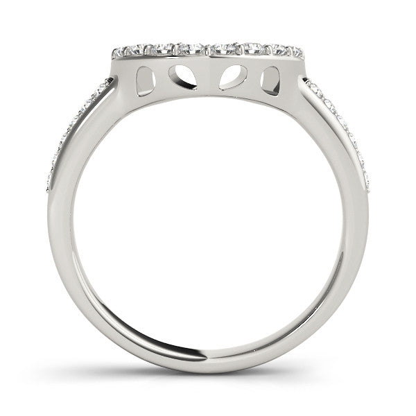 White gold U-Shaped Pavé Round Diamond Contour Band with Shared Prong Setting 2