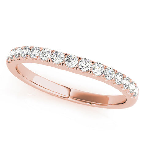 Rose gold Round Diamond Half Eternity Band with Pavé Setting 1