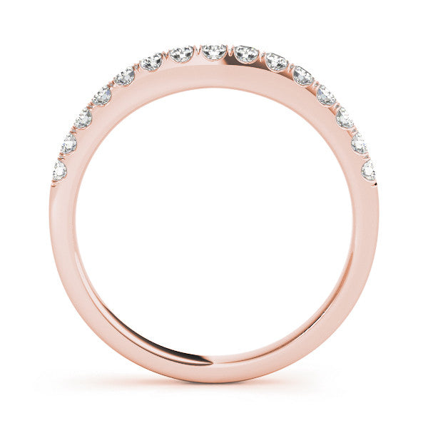 Rose gold Round Diamond Half Eternity Band with Pavé Setting 2