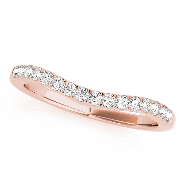 Rose gold Pavé Round Diamond Curved Band with Shared Prong Setting 1
