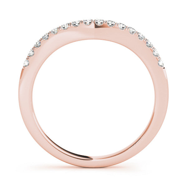 Rose gold Pavé Round Diamond Curved Band with Shared Prong Setting 2
