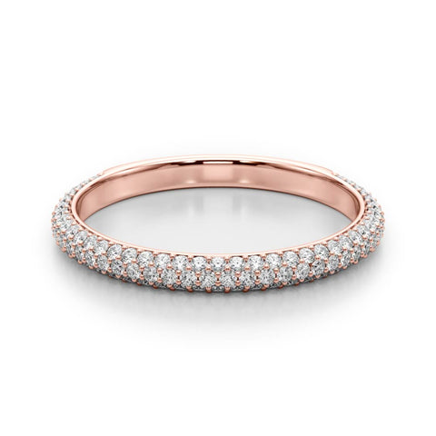 Rose gold Three-Row Round Diamond Pavé Eternity Band 2