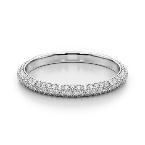 White gold Three-Row Round Diamond Pavé Eternity Band 2