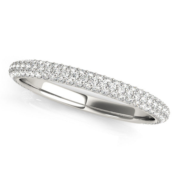 White gold Three-Row Round Diamond Pavé Eternity Band 1