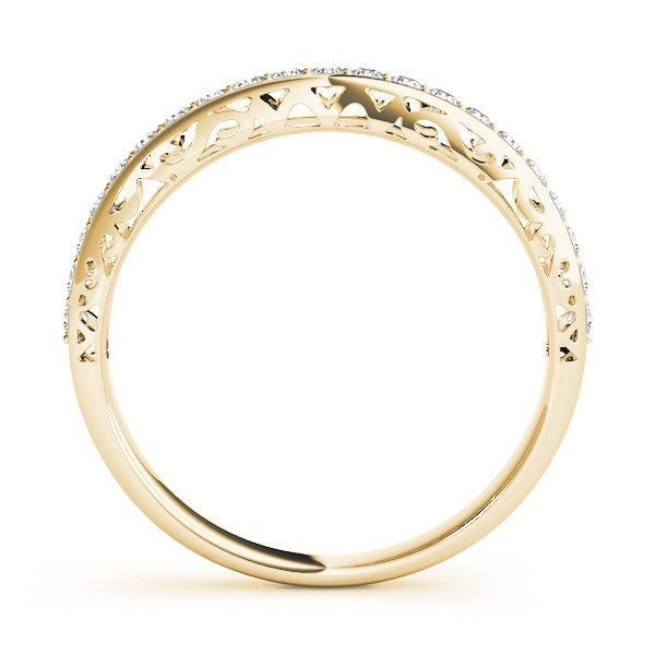 Yellow gold Round Diamond Channel Set Eternity Band with Filigree Detailing 2