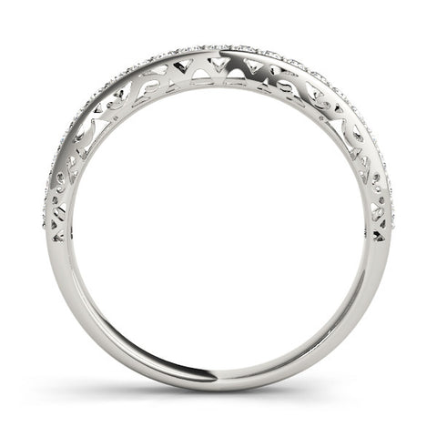 White gold Round Diamond Channel Set Eternity Band with Filigree Detailing 2