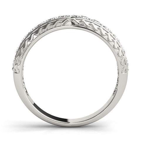 White gold Round Diamond Channel Set Milgrain Eternity Band 2