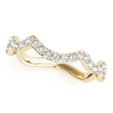 Yellow gold Round Diamond Pavé Zigzag Eternity Band 1