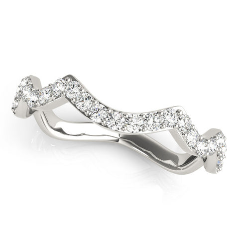 White gold Round Diamond Pavé Zigzag Eternity Band 1