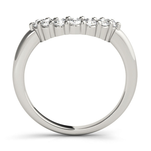 White gold Curved Round Diamond Pave Band with Prong Setting 2