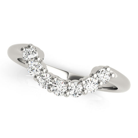 White gold Curved Round Diamond Pave Band with Prong Setting 1