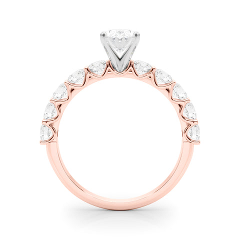 Rose gold Oval Diamond Prong Setting with Side Stones on a Pave Band